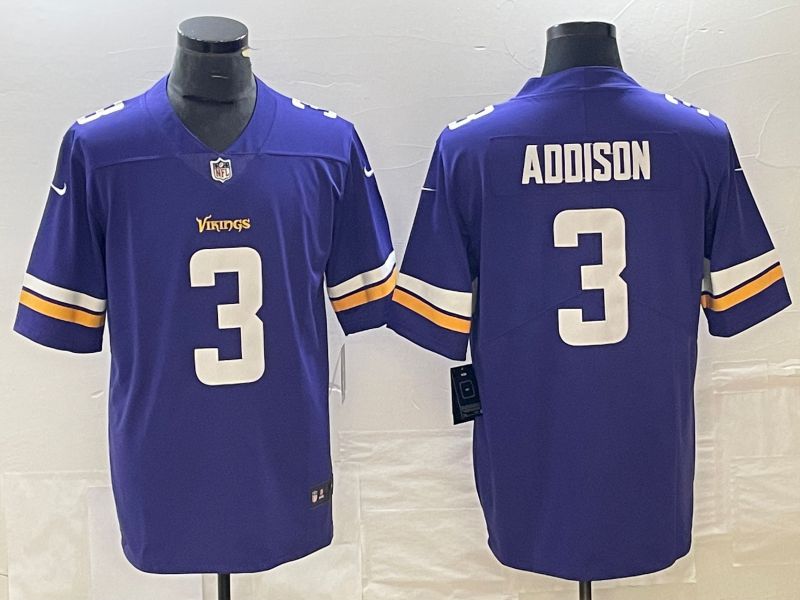 Men Minnesota Vikings #3 Addison Purple Black 2023 Nike Vapor Limited NFL Jersey->san francisco 49ers->NFL Jersey